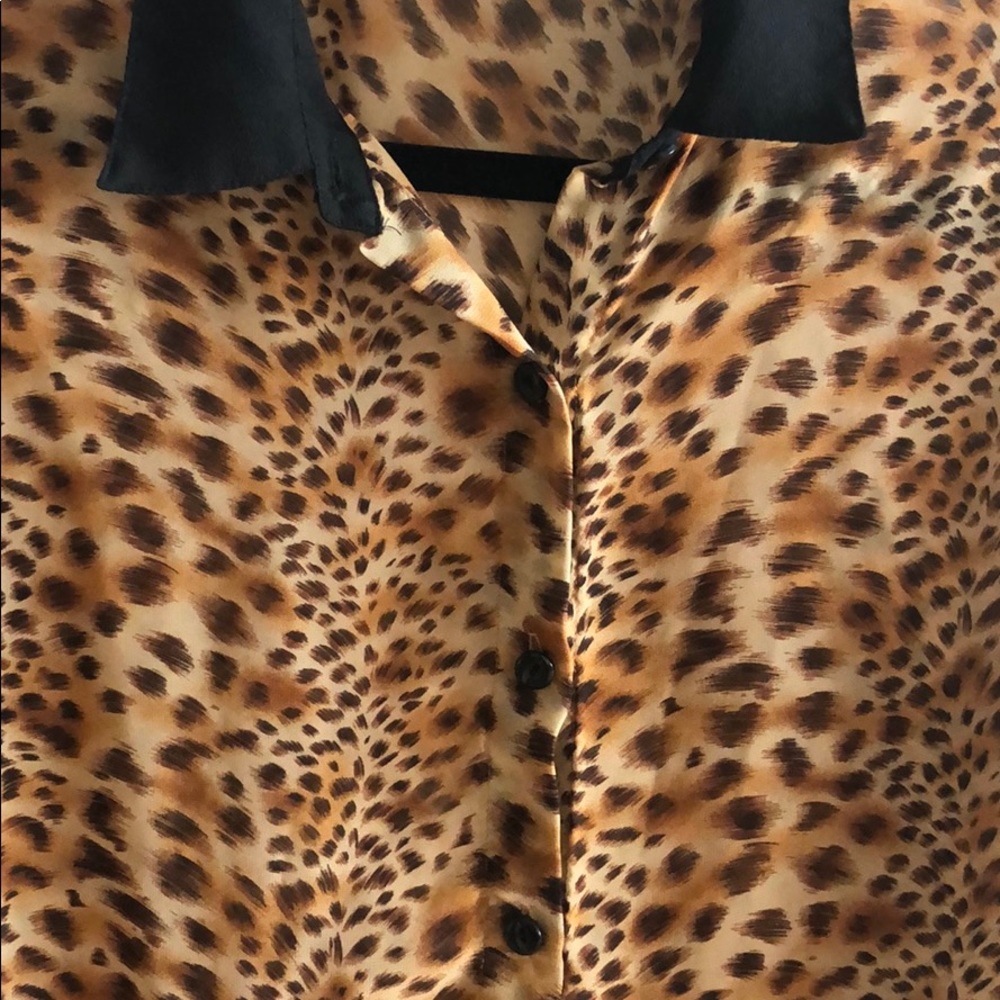 Leopard Print Button Down Blouse - image 2